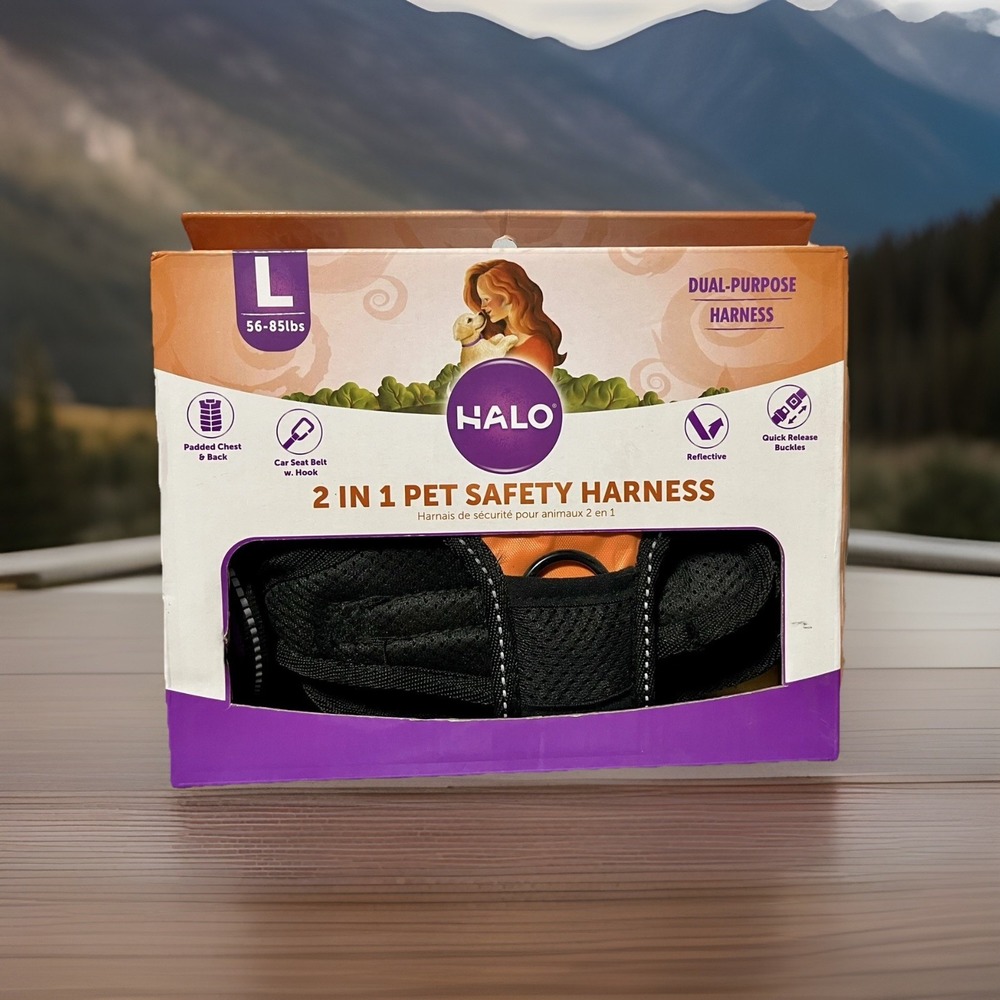 Halo 2-In-1 Pet Safety Harness Restraint For‎ Dogs Size L (56-85lbs)